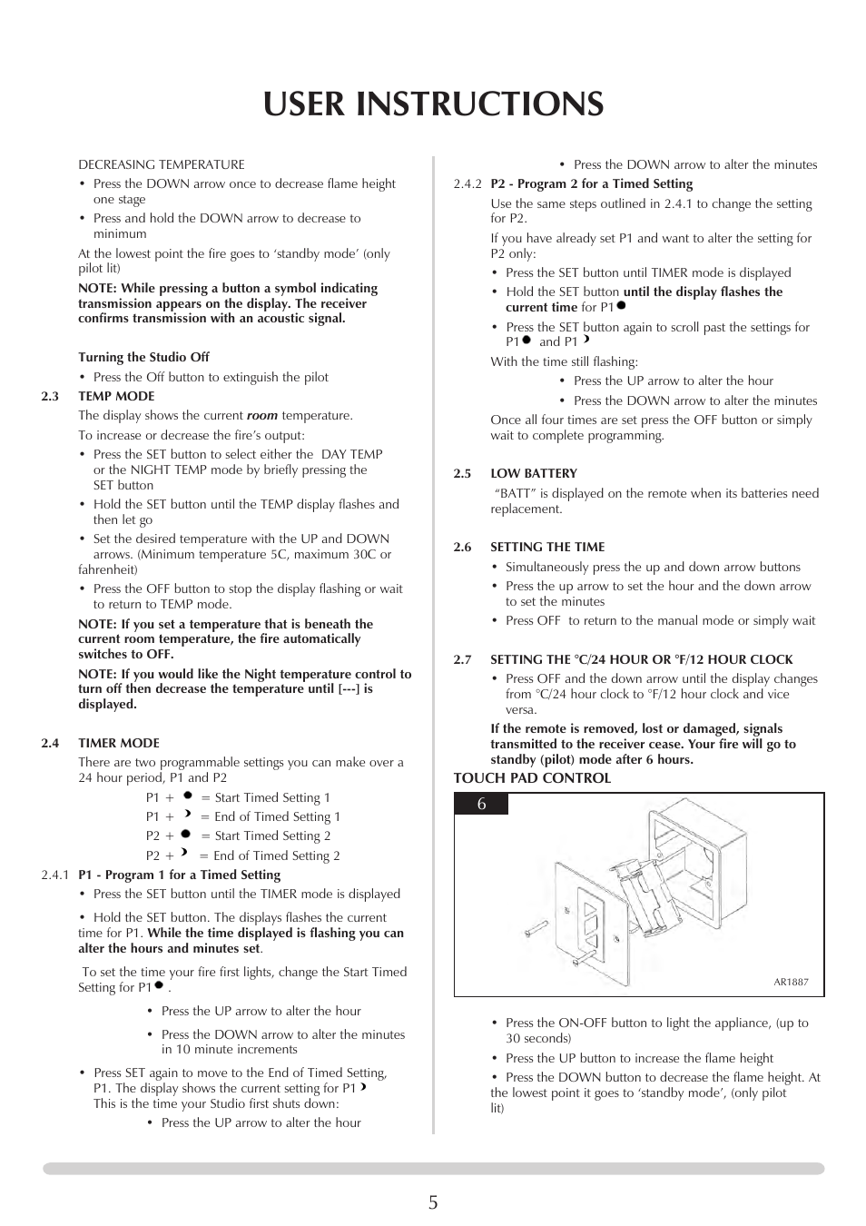 User instructions | Stovax PR0919 User Manual | Page 5 / 33