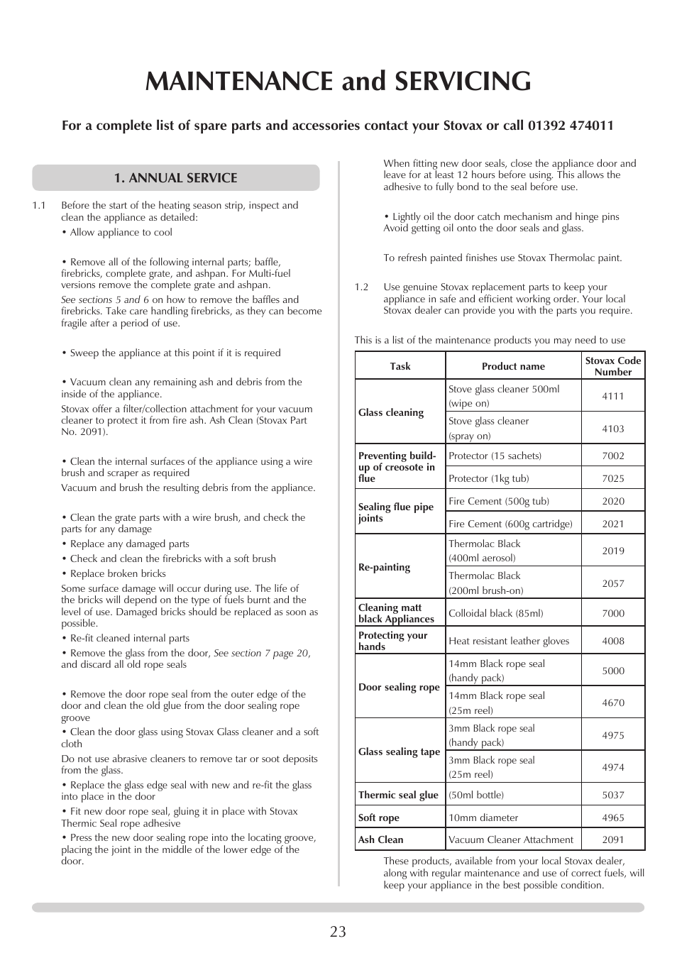 Maintenance and servicing | Stovax 7126 User Manual | Page 23 / 30
