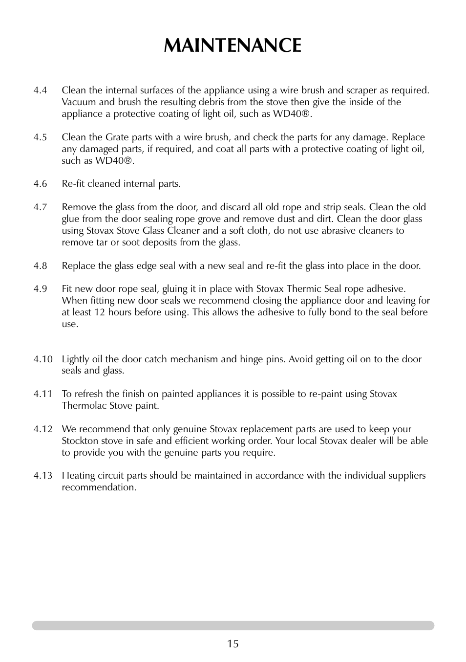 Maintenance | Stovax 7129 User Manual | Page 15 / 20