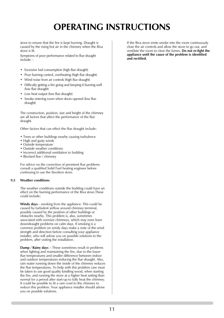 Operating instructions | Stovax RVF40AVM User Manual | Page 11 / 24