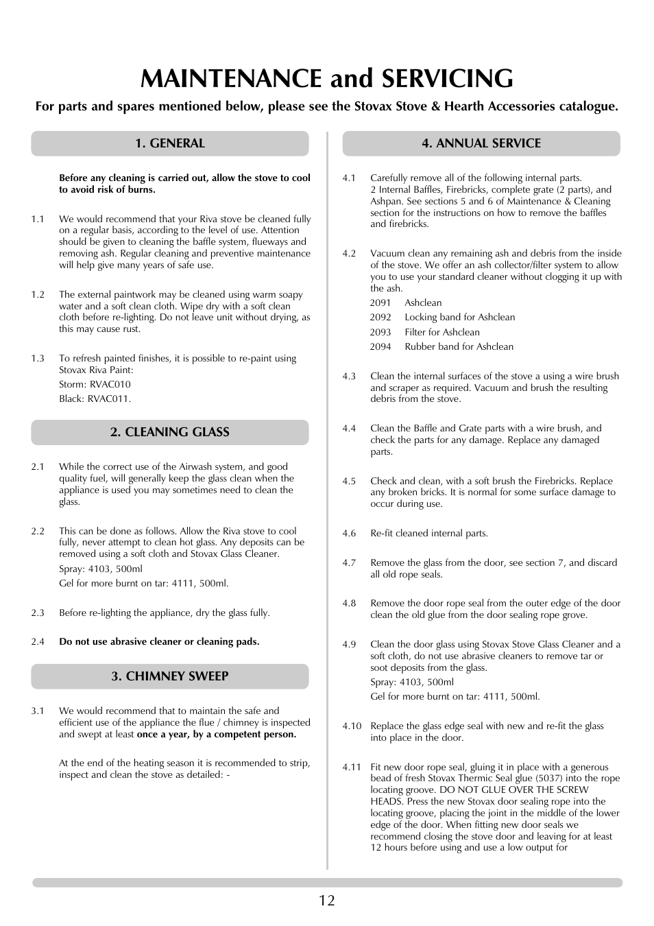 Maintenance and servicing | Stovax RVF40AVM User Manual | Page 12 / 24