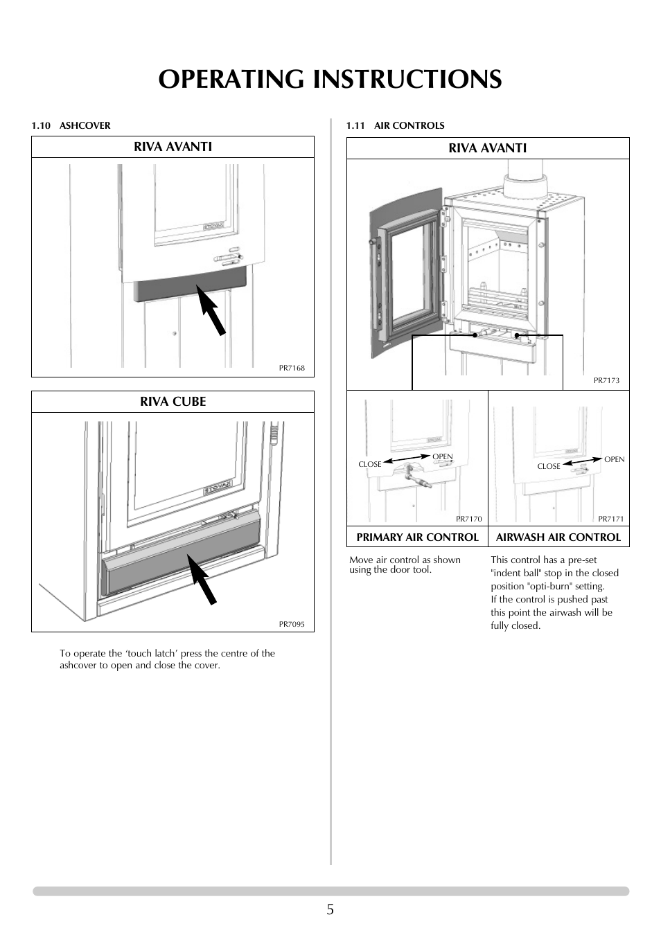 Operating instructions, Riva avanti riva cube riva avanti | Stovax RVF40AVM User Manual | Page 5 / 24