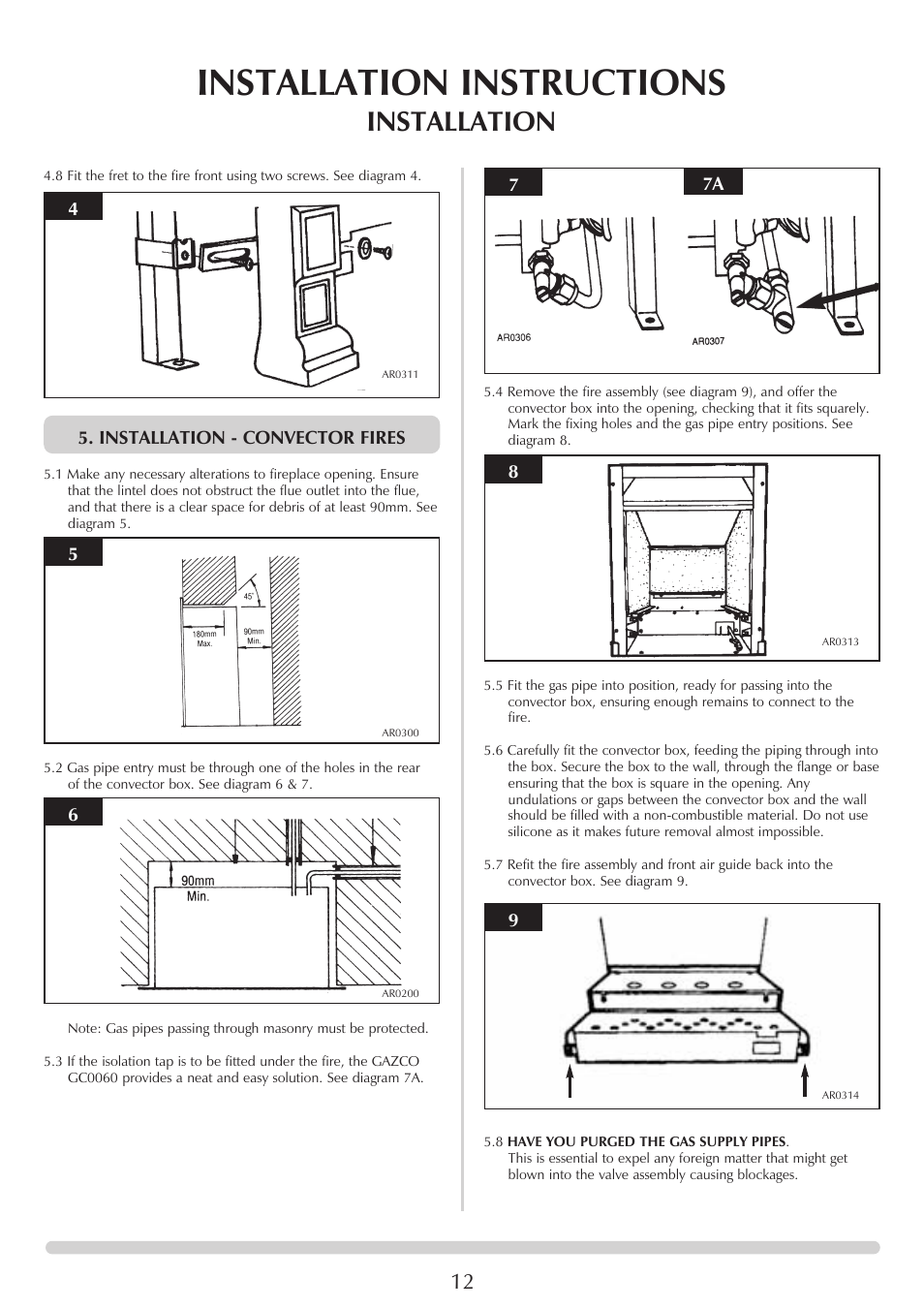 Installation instructions, Installation | Stovax VFC Radiant & Convector Fire Range User Manual | Page 12 / 24