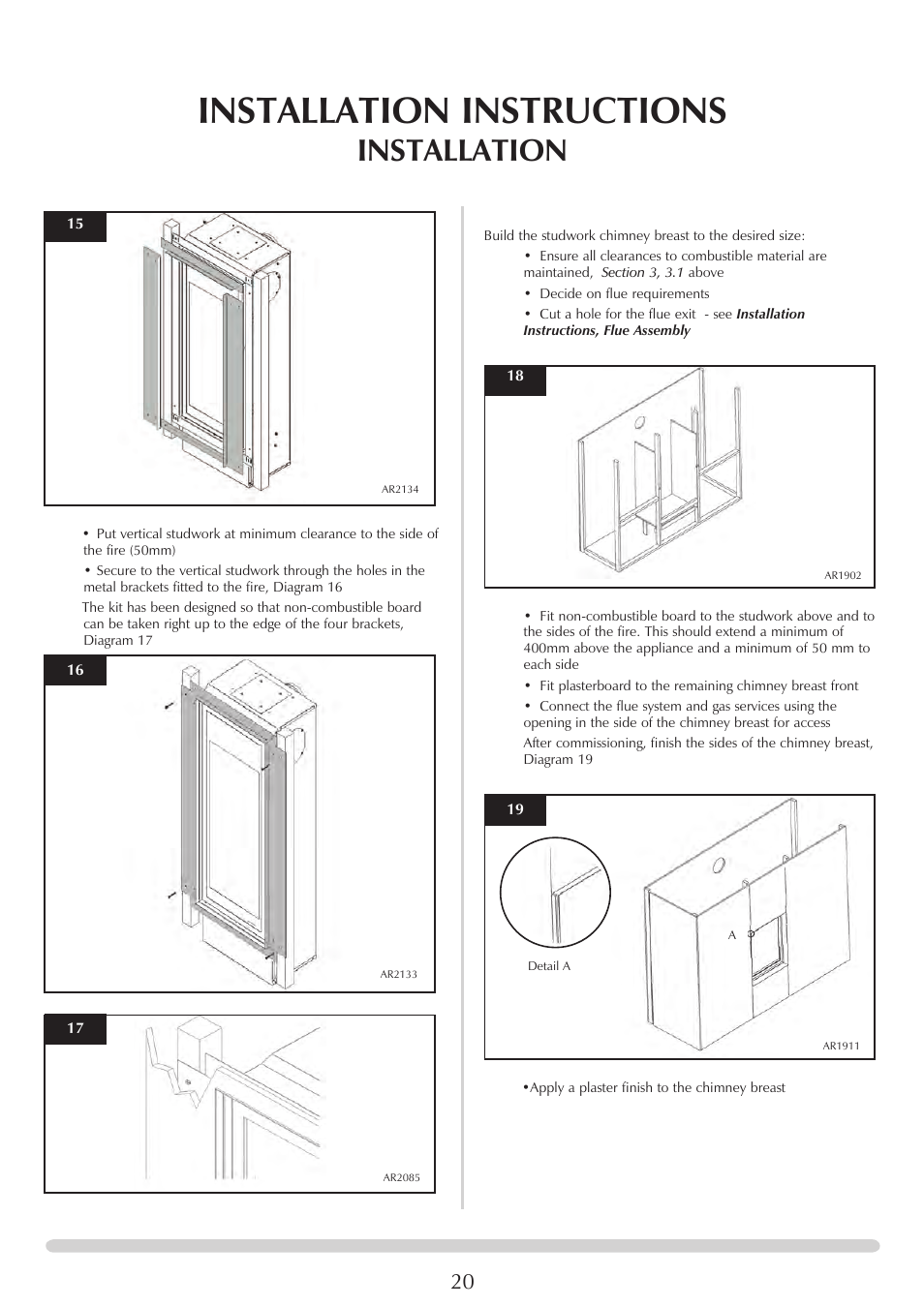 Installation instructions, Installation | Stovax Studio 22 User Manual | Page 20 / 39