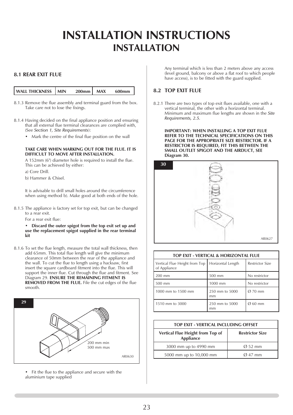 Installation instructions, Installation | Stovax Studio 22 User Manual | Page 23 / 39