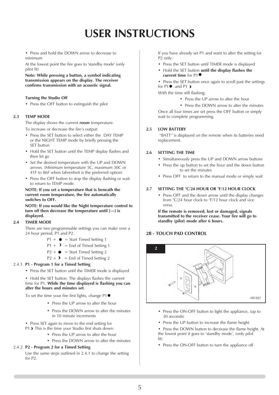 User instructions | Stovax Studio 22 User Manual | Page 5 / 39