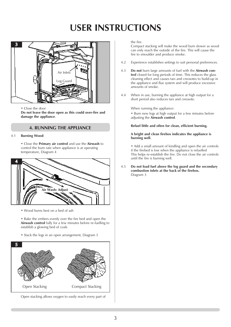 User instructions, Running the appliance | Stovax Stockton 7 7125F User Manual | Page 3 / 6