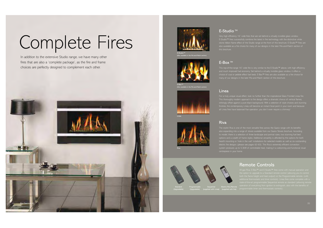 Complete fires, Remote controls, E-studio | E-box, Linea, Riva | Stovax Gas and Electric Fires User Manual | Page 18 / 70