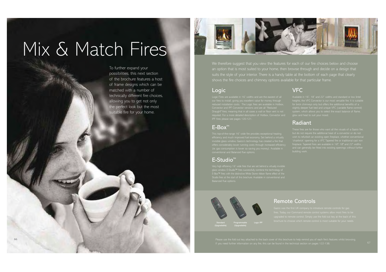 Mix & match fires, Radiant, Remote controls | Logic, E-box, E-studio | Stovax Gas and Electric Fires User Manual | Page 34 / 70