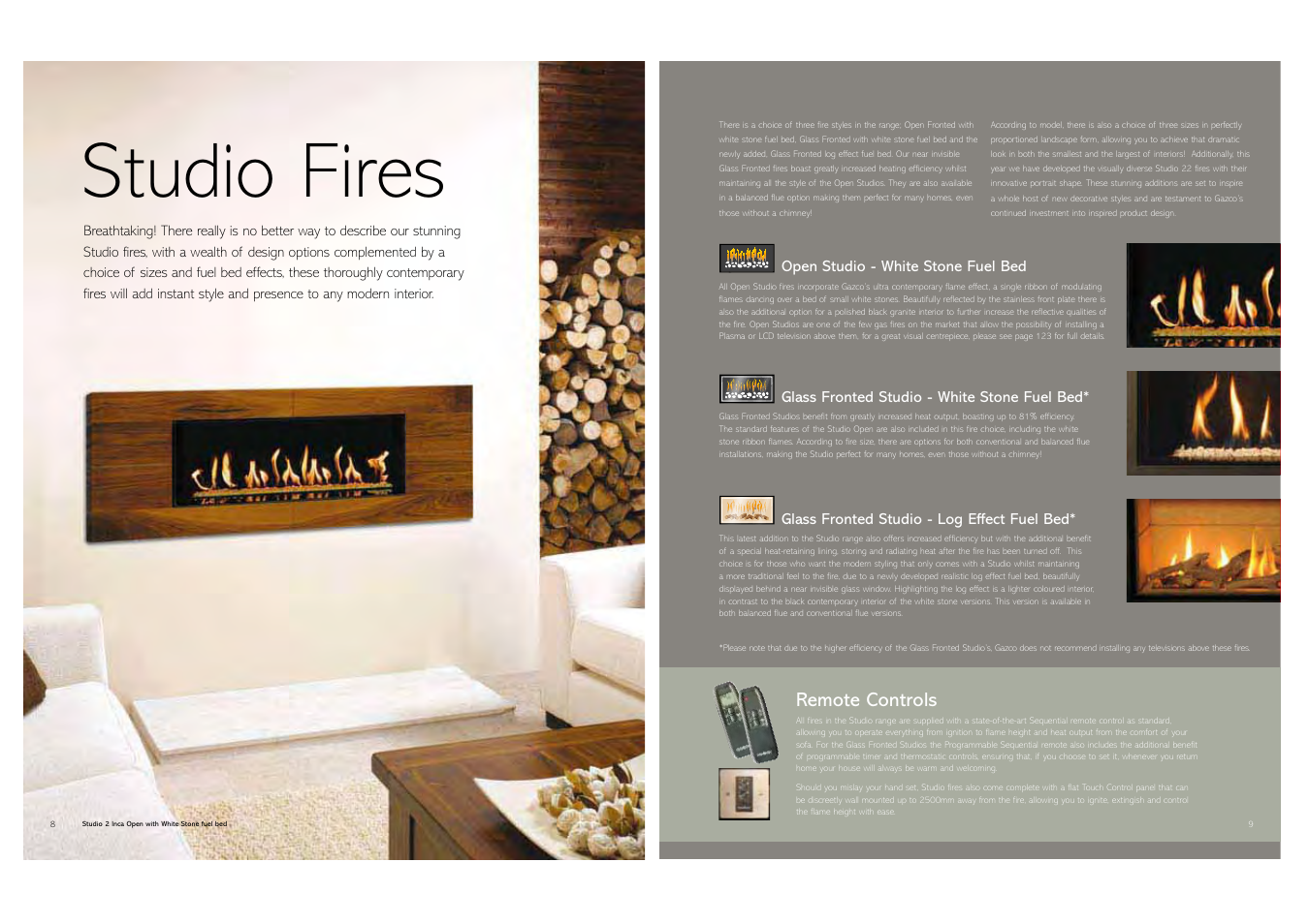 Studio fires, Remote controls | Stovax Gas and Electric Fires User Manual | Page 5 / 70