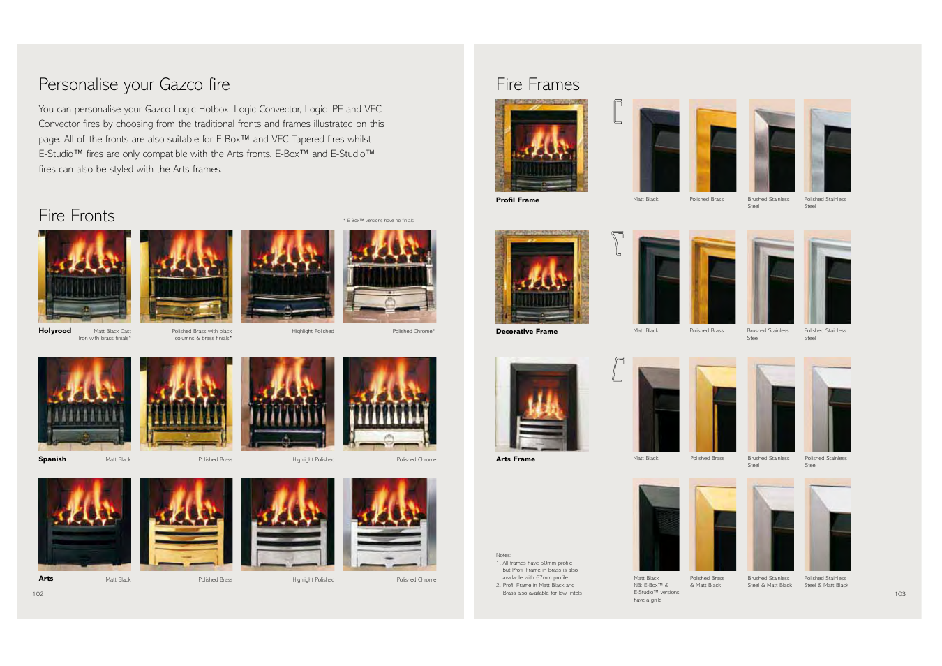 Personalise your gazco fire, Fire fronts, Fire frames | Stovax Gas and Electric Fires User Manual | Page 52 / 70