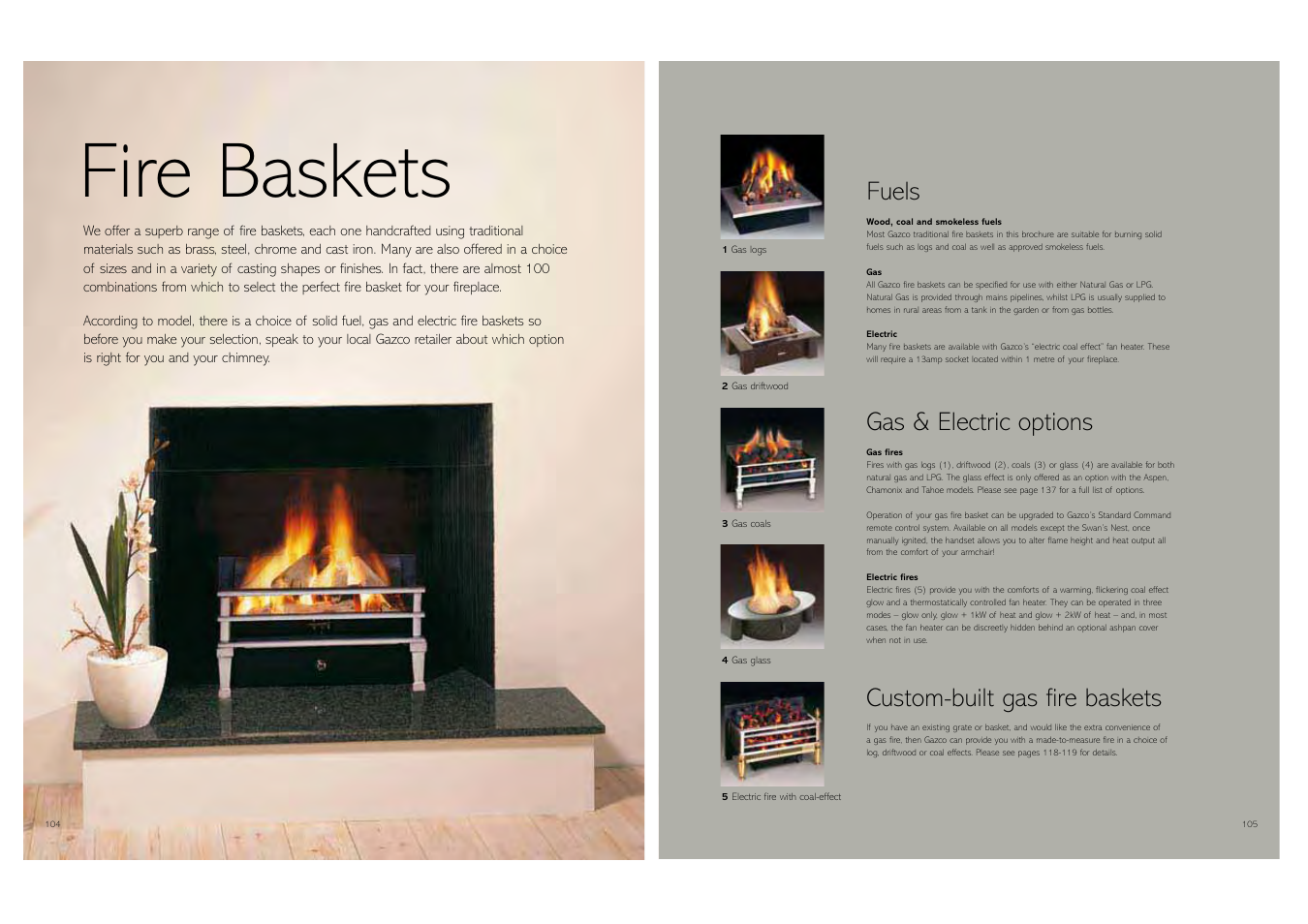 Fire baskets, Fuels, Gas & electric options | Custom-built gas fire baskets | Stovax Gas and Electric Fires User Manual | Page 53 / 70