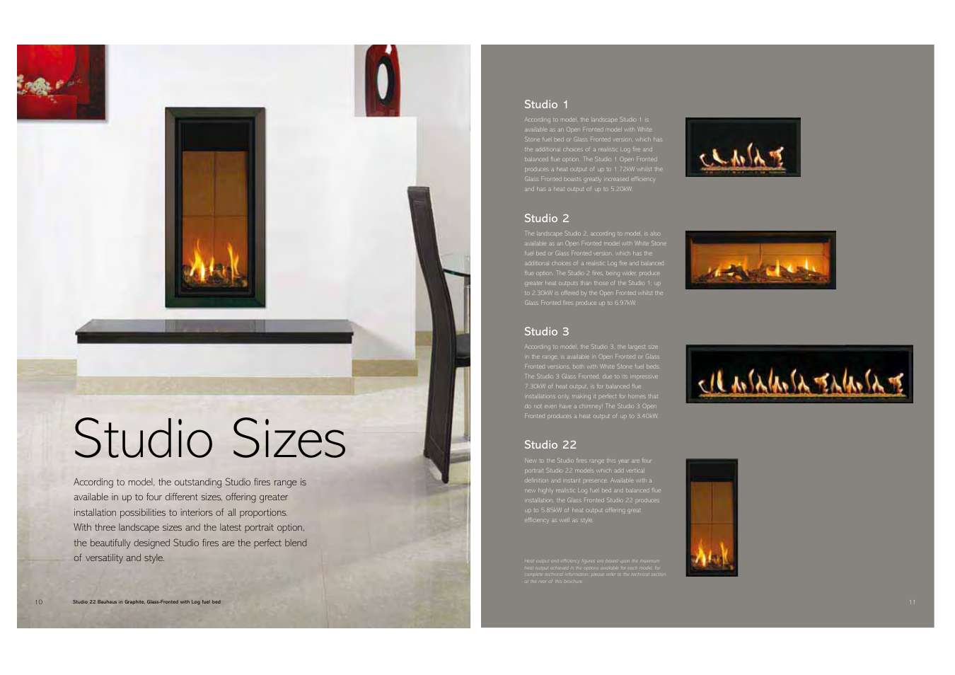 Studio sizes, Studio 1, Studio 2 | Studio 3, Studio 22 | Stovax Gas and Electric Fires User Manual | Page 6 / 70