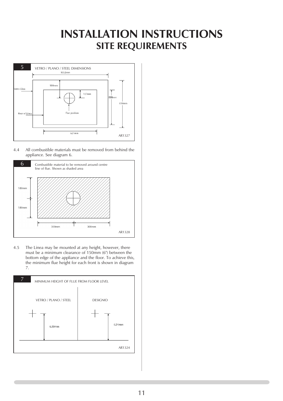 Installation instructions, Site requirements | Stovax PR0731 User Manual | Page 11 / 26