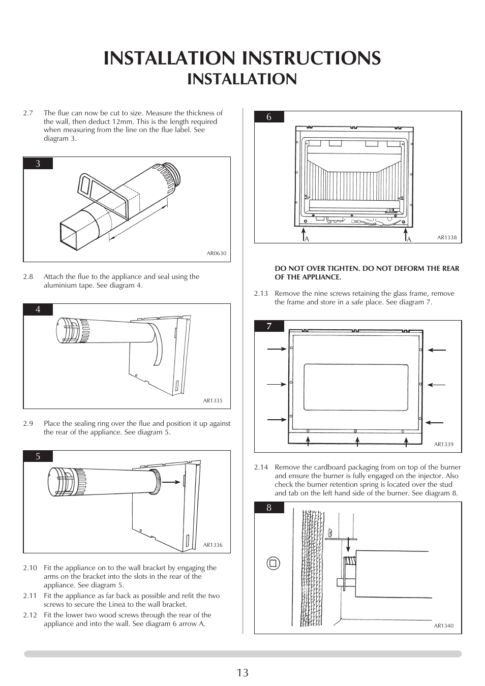 Installation instructions, Installation | Stovax PR0731 User Manual | Page 13 / 26