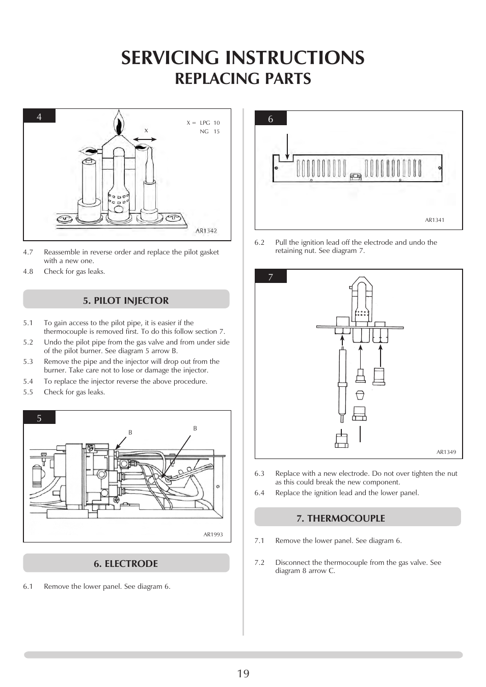 Servicing instructions, Replacing parts | Stovax PR0731 User Manual | Page 19 / 26