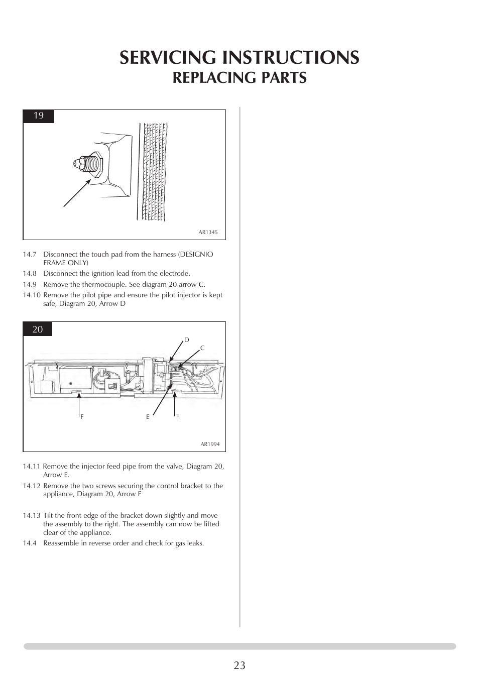 Servicing instructions, Replacing parts | Stovax PR0731 User Manual | Page 23 / 26