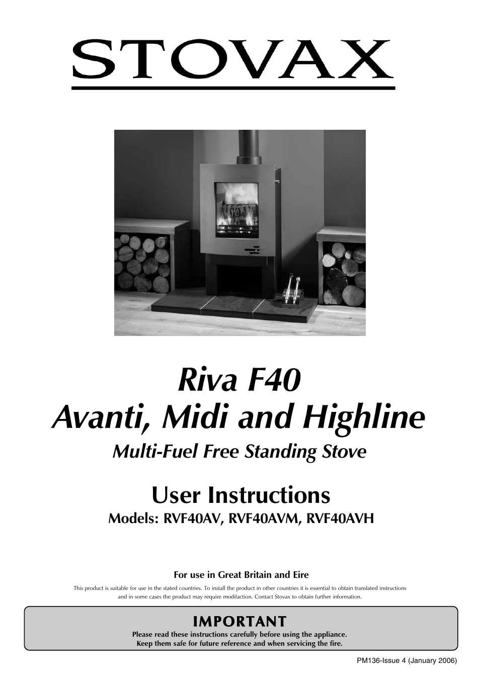 Stovax RVF40AVH User Manual | 16 pages