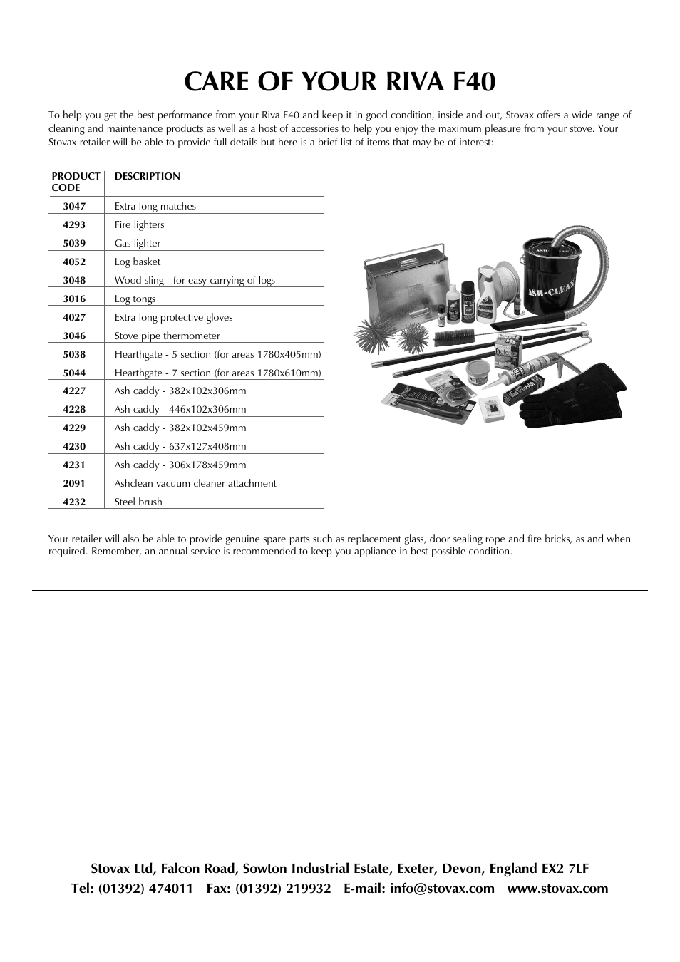 Care of your riva f40 | Stovax RVF40AVH User Manual | Page 16 / 16