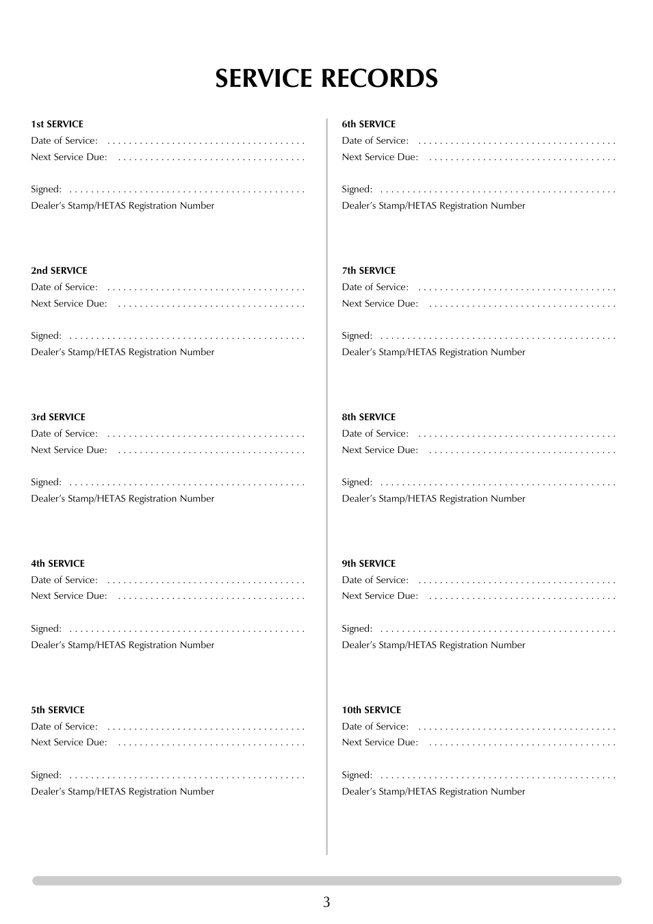 Service records | Stovax RVF40AVH User Manual | Page 3 / 16