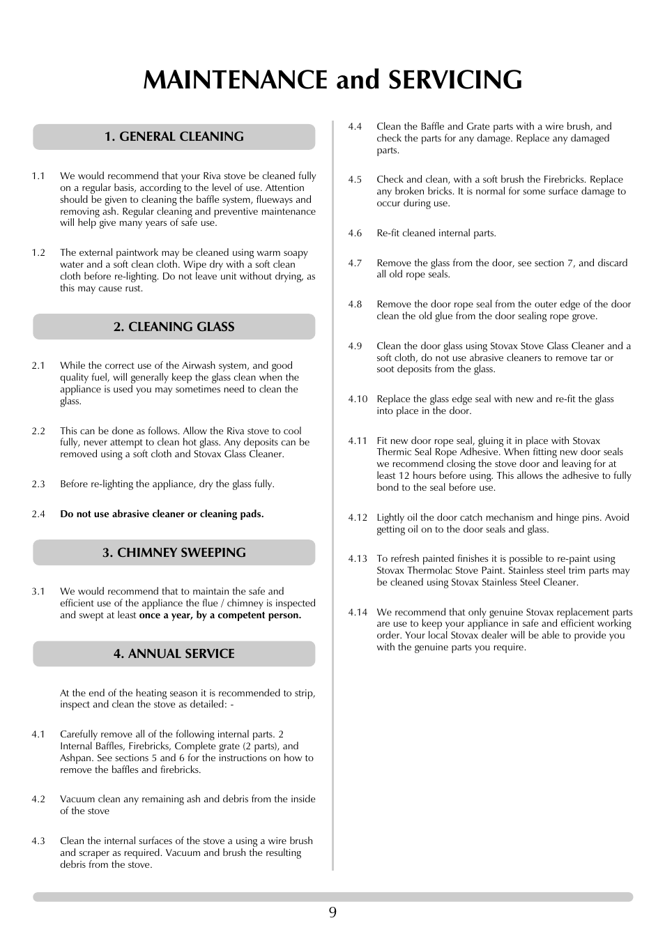 Maintenance and servicing | Stovax RVF40AVH User Manual | Page 9 / 16