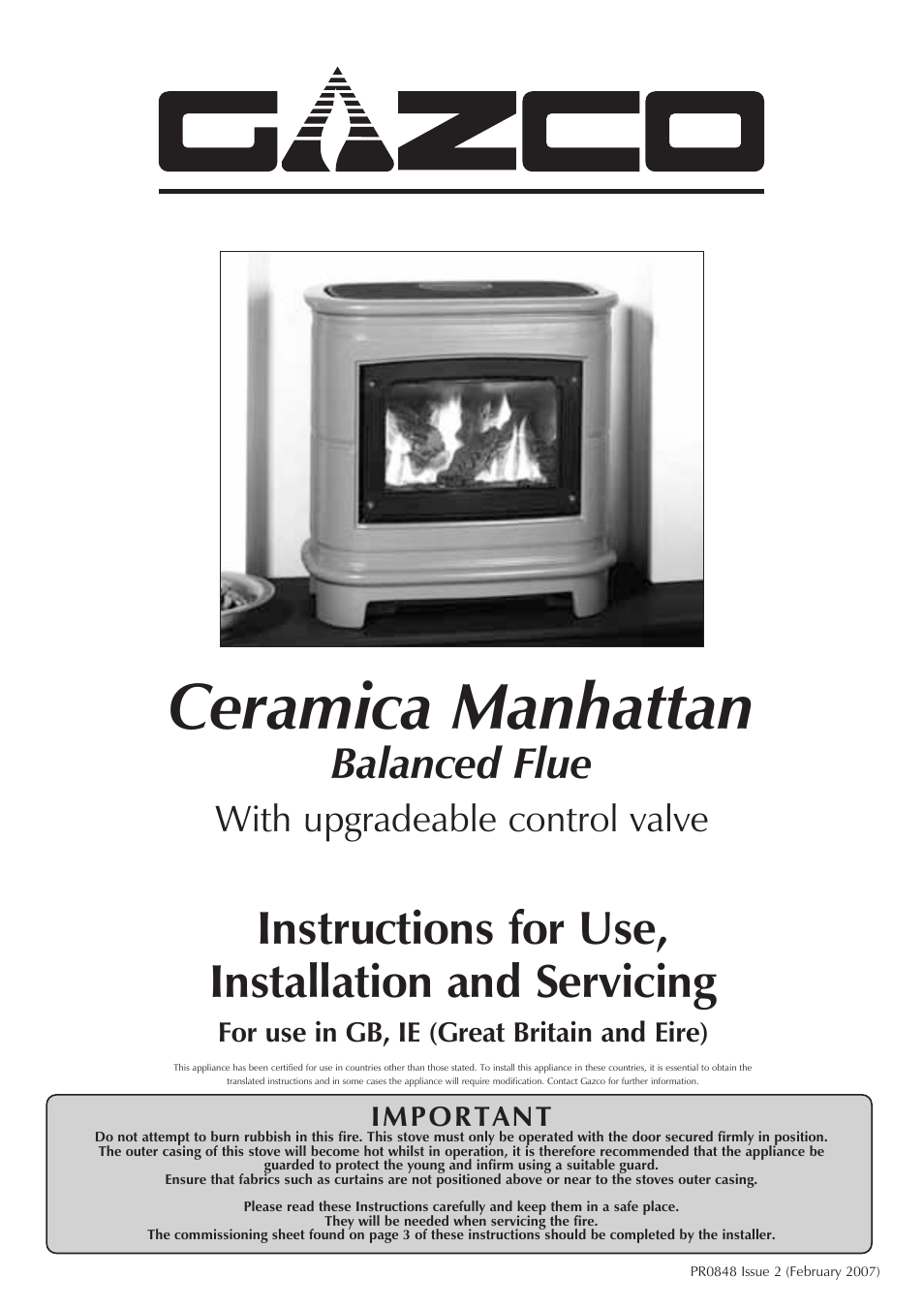 Stovax Ceramica Manhattan Wood Stove User Manual | 27 pages