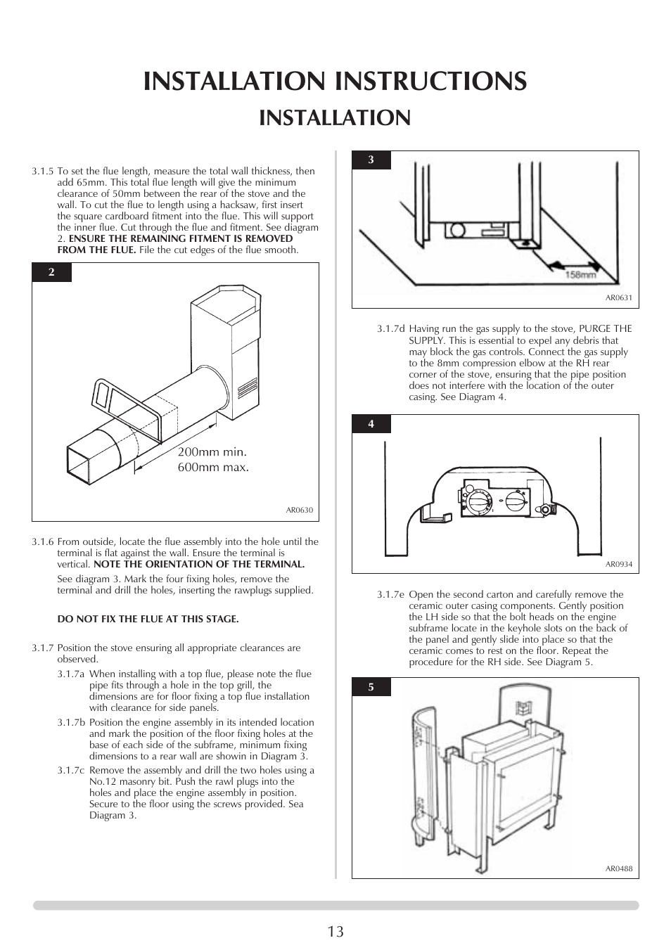 Installation instructions, Installation | Stovax Ceramica Manhattan Wood Stove User Manual | Page 13 / 27