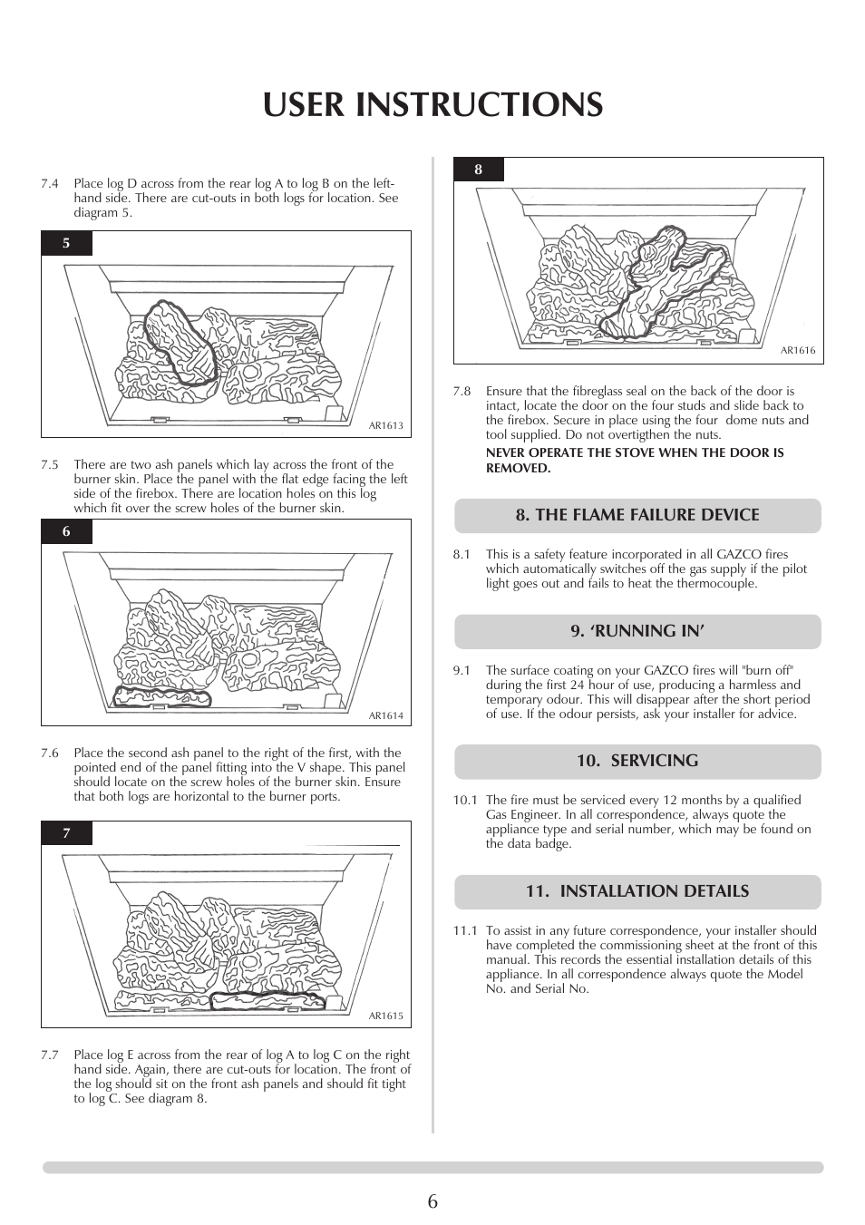 User instructions | Stovax Ceramica Manhattan Wood Stove User Manual | Page 6 / 27