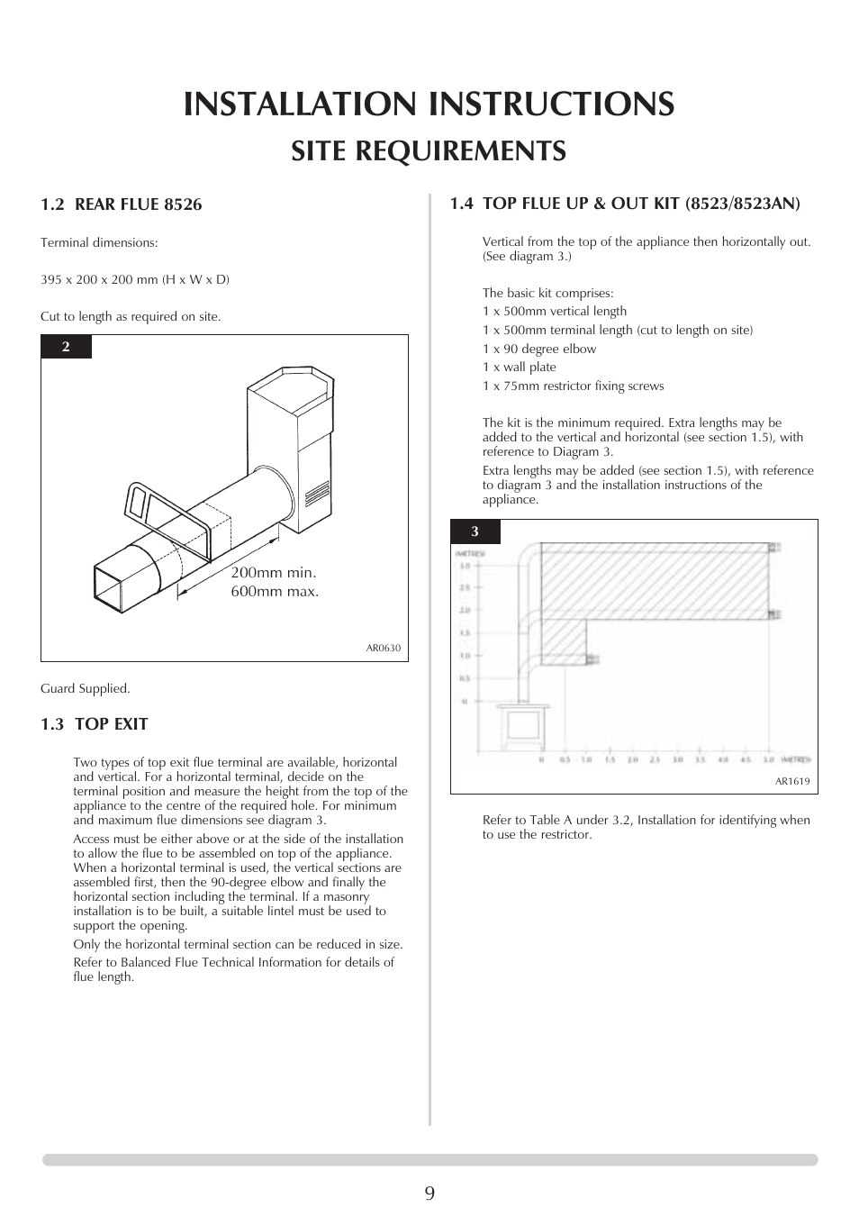 Installation instructions, Site requirements | Stovax Ceramica Manhattan Wood Stove User Manual | Page 9 / 27