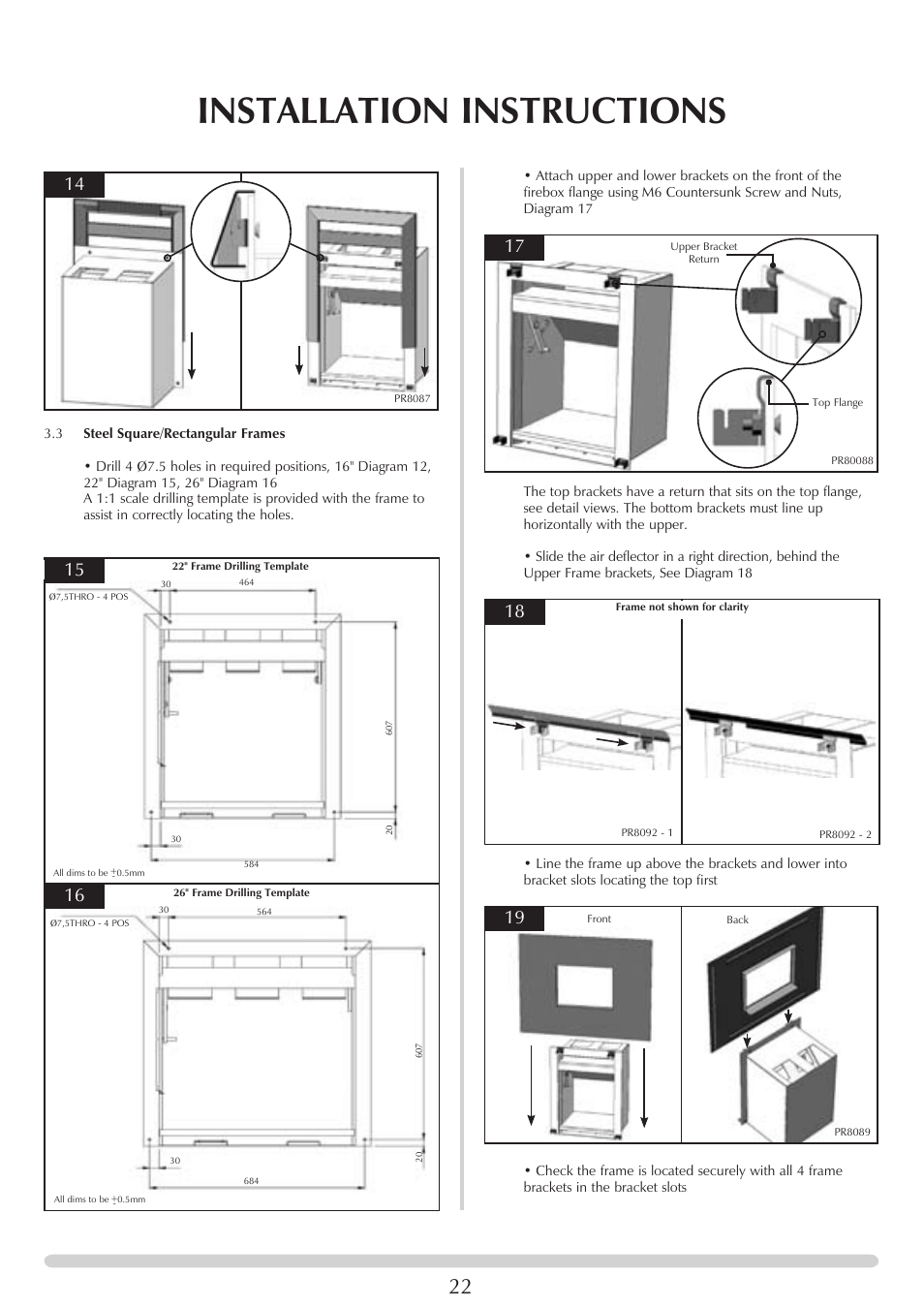 Installation instructions | Stovax PM219 User Manual | Page 22 / 32