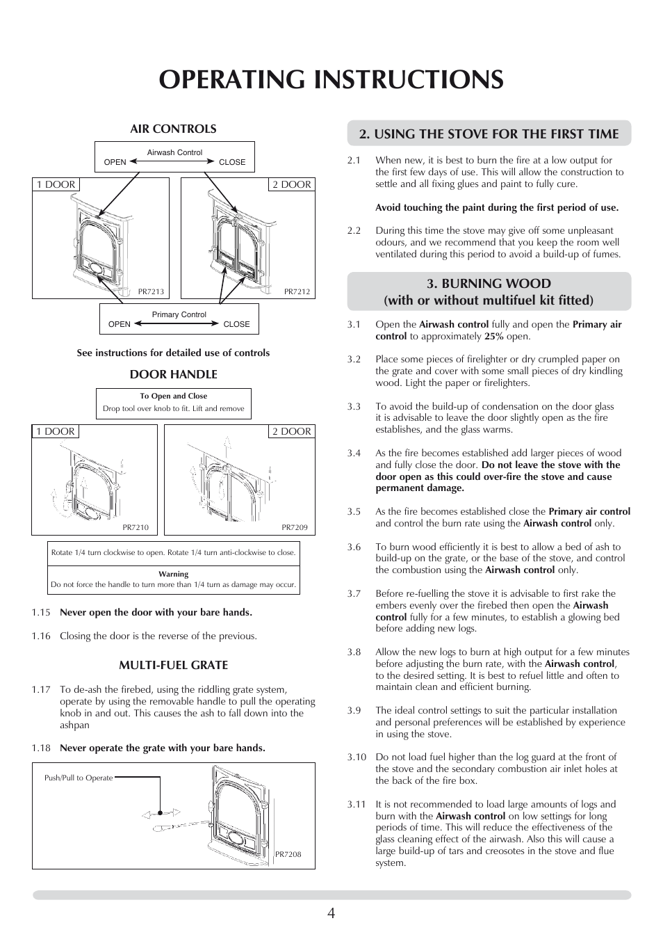 Operating instructions | Stovax 7118 User Manual | Page 4 / 16