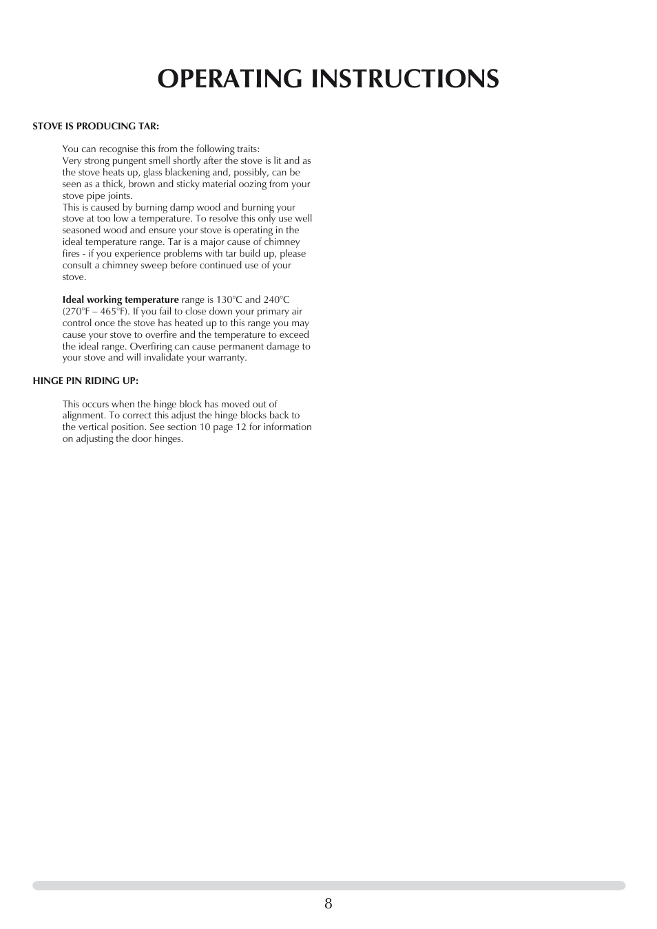 Operating instructions | Stovax 7118 User Manual | Page 8 / 16