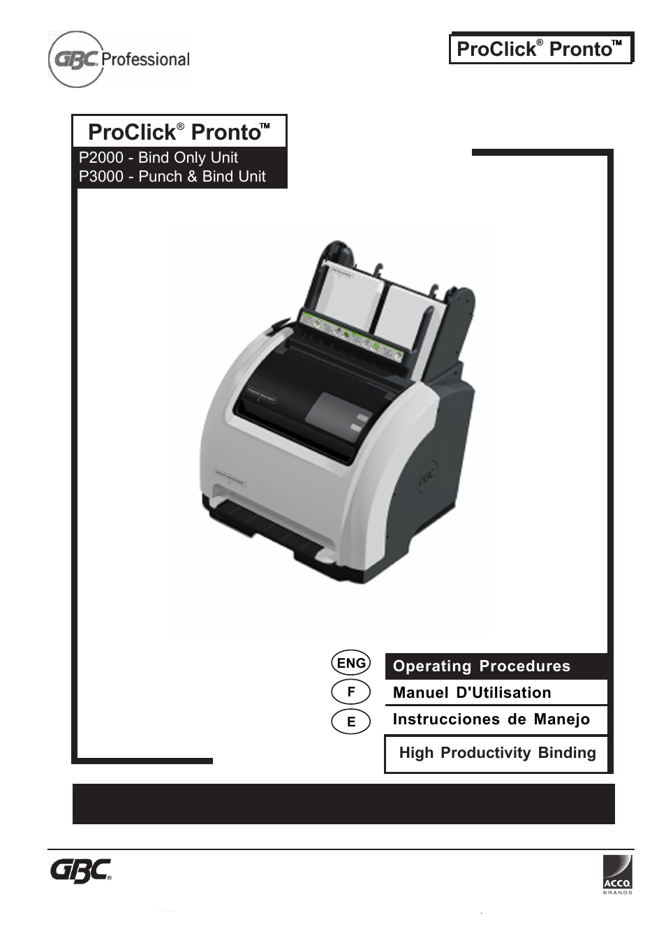 GBC PRO CLICK PRONTO P3000 User Manual | 6 pages