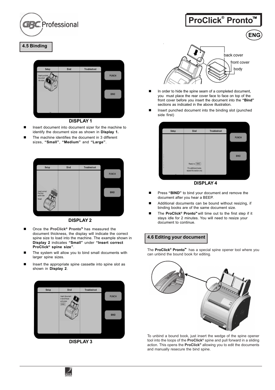Proclick pronto, 5 binding | GBC PRO CLICK PRONTO P3000 User Manual | Page 4 / 6