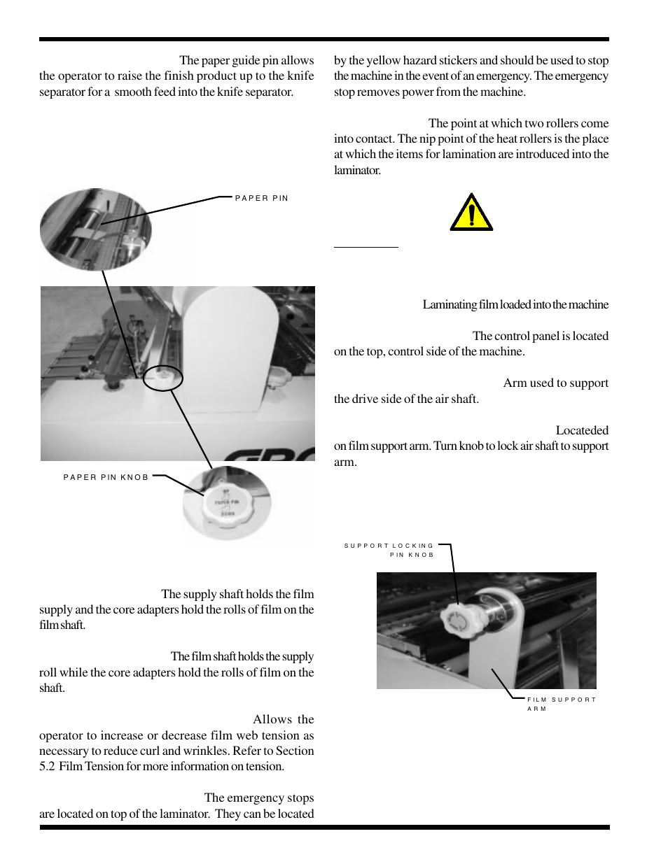 Figure 5.1.9 paper pin, Figure 5.1.10 film support arm | GBC 930-115 User Manual | Page 20 / 36