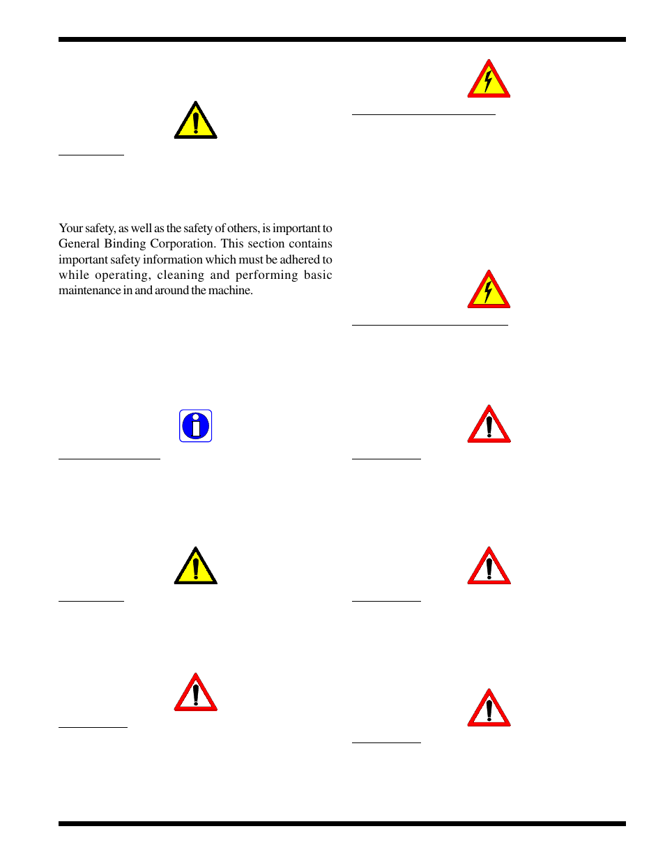 0 safety | GBC 930-115 User Manual | Page 5 / 36