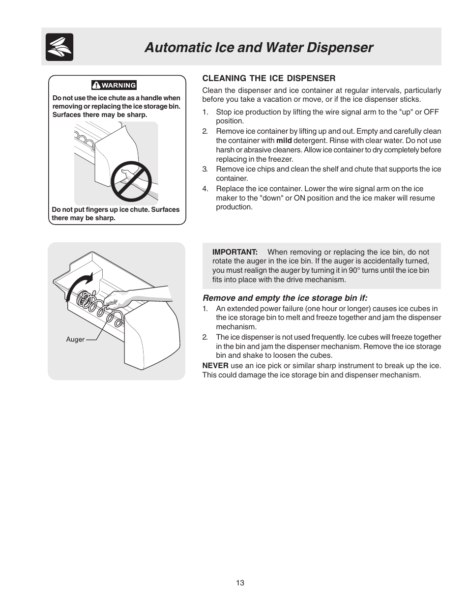 Automatic ice and water dispenser | Electrolux - Gibson 241512200 User Manual | Page 13 / 24