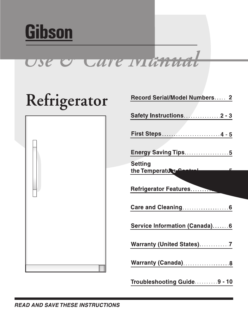 Electrolux - Gibson 216771000A User Manual | 10 pages