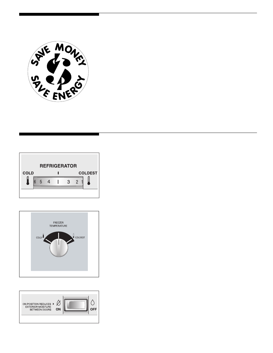 Energy saving ideas, Setting the controls | Electrolux - Gibson Top Freezer Frost Clear Refrigerator User Manual | Page 6 / 20