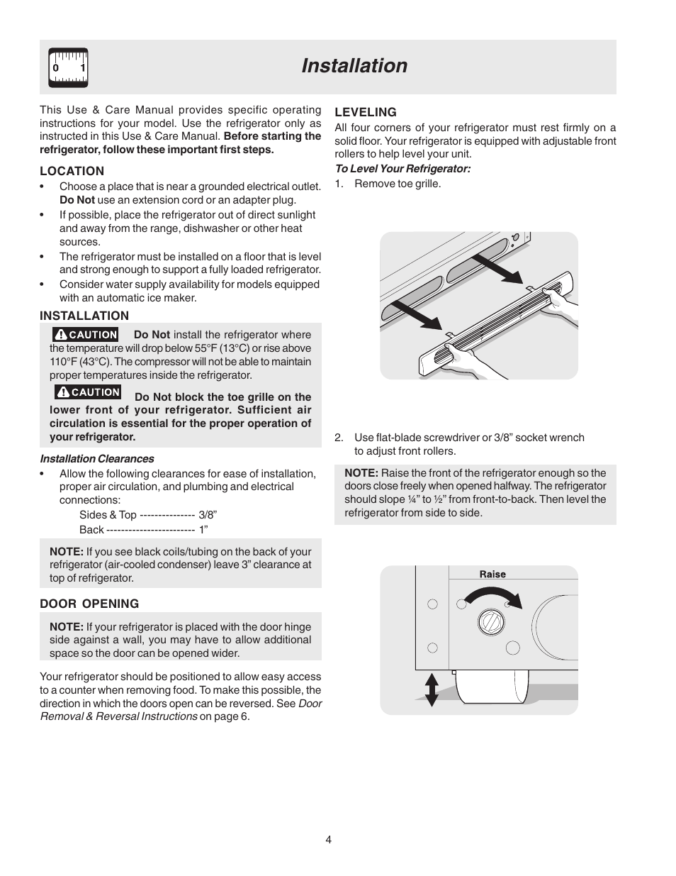Installation | Electrolux - Gibson 240435505 User Manual | Page 4 / 19