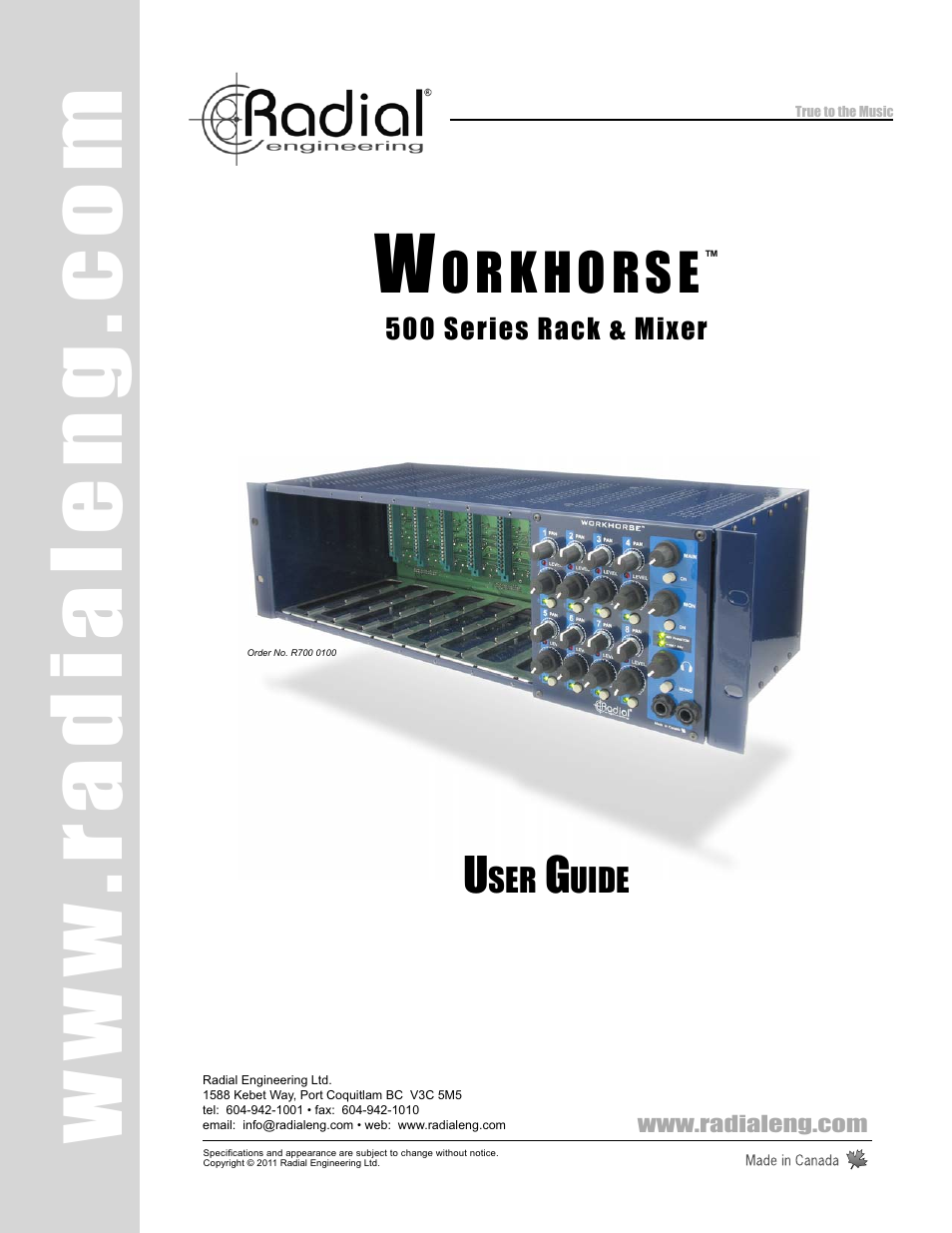 Radial Engineering WORKHORSE 500 SERIES User Manual | 20 pages
