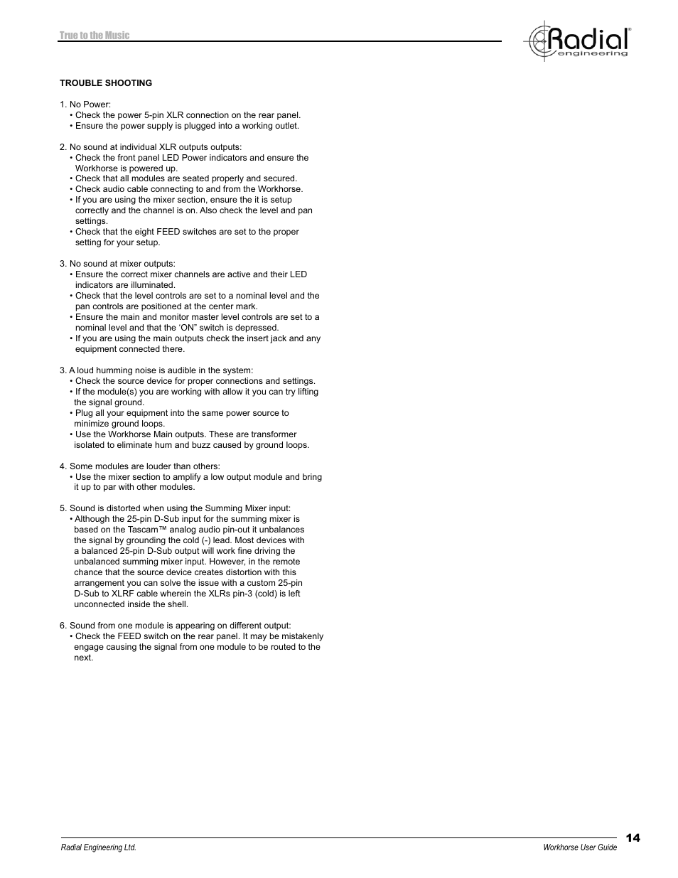 Radial Engineering WORKHORSE 500 SERIES User Manual | Page 17 / 20