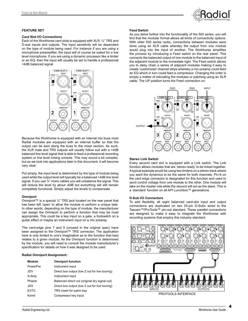 True to the music, 1/4” trs - tip send / ring return, G 2 3 | G 4 5, G 6 7, G 8 13 | Radial Engineering WORKHORSE 500 SERIES User Manual | Page 7 / 20