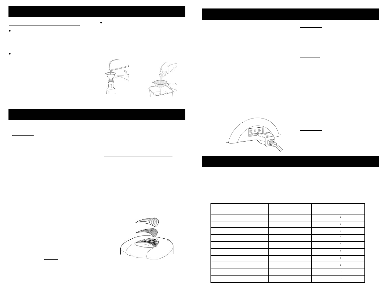 Cleaning instructions, Temperature and cooking guide, Operating instructions | Ginnys F2000 User Manual | Page 5 / 7