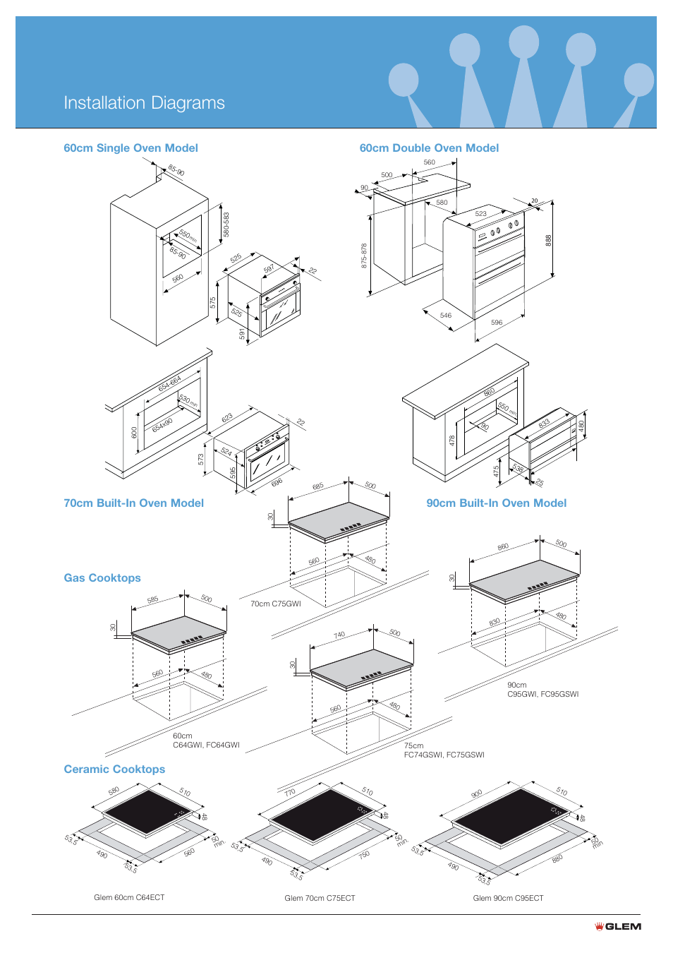Installation diagrams | Glem Gas:Emilia S76GGESIB User Manual | Page 15 / 16
