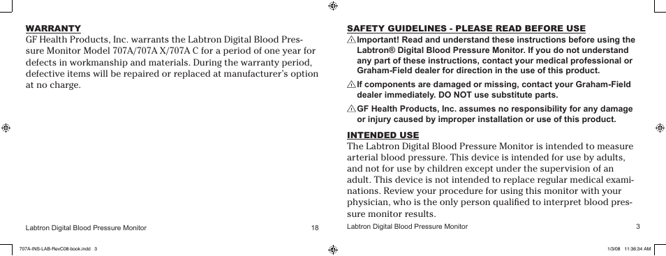Graham Field LABTRON 707AC User Manual | Page 3 / 10
