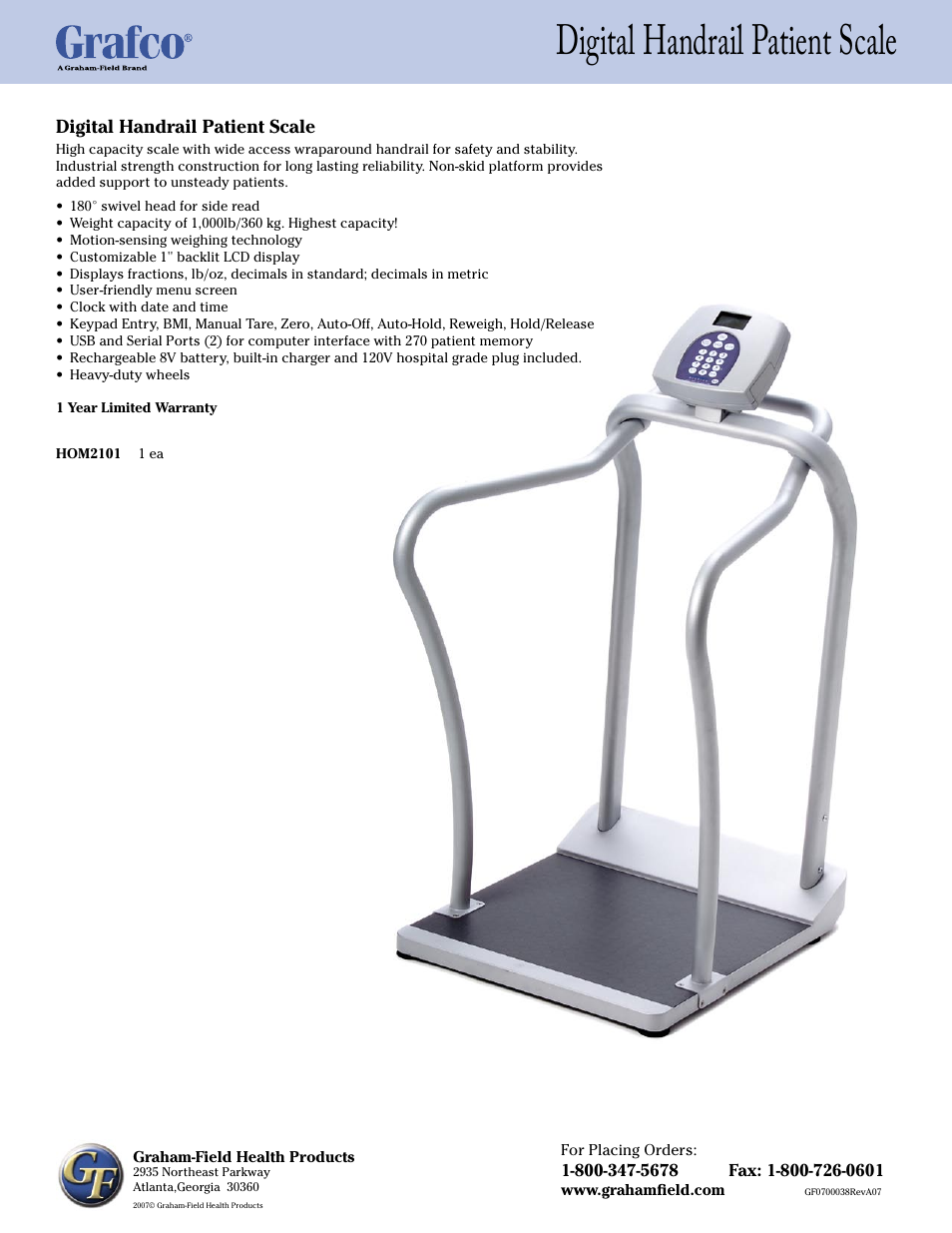 Graham Field HOM2101 User Manual | 1 page