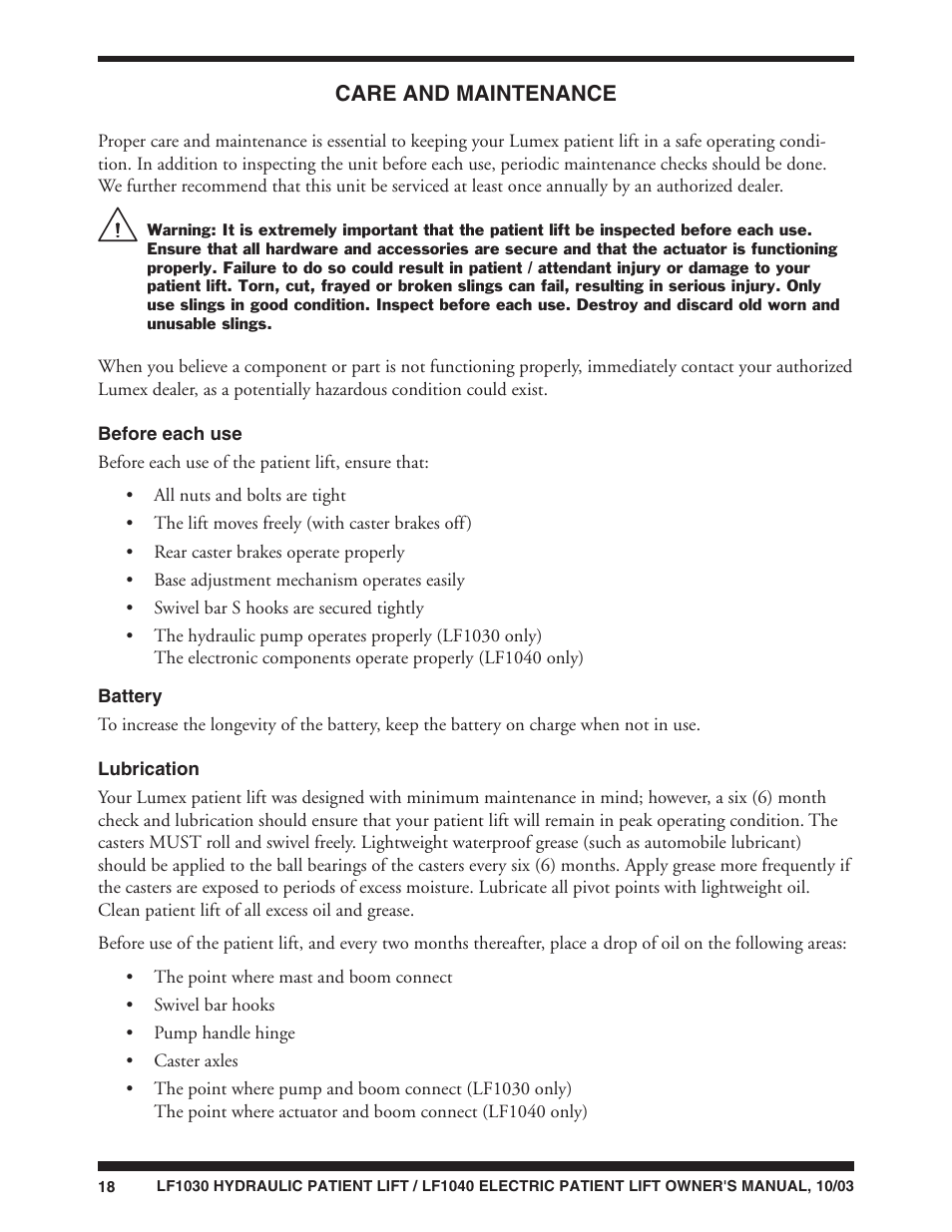Graham Field LUMEX LF1040 User Manual | Page 18 / 28