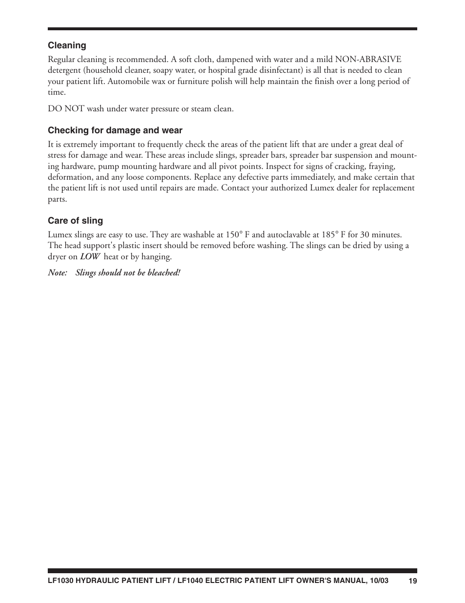 Graham Field LUMEX LF1040 User Manual | Page 19 / 28