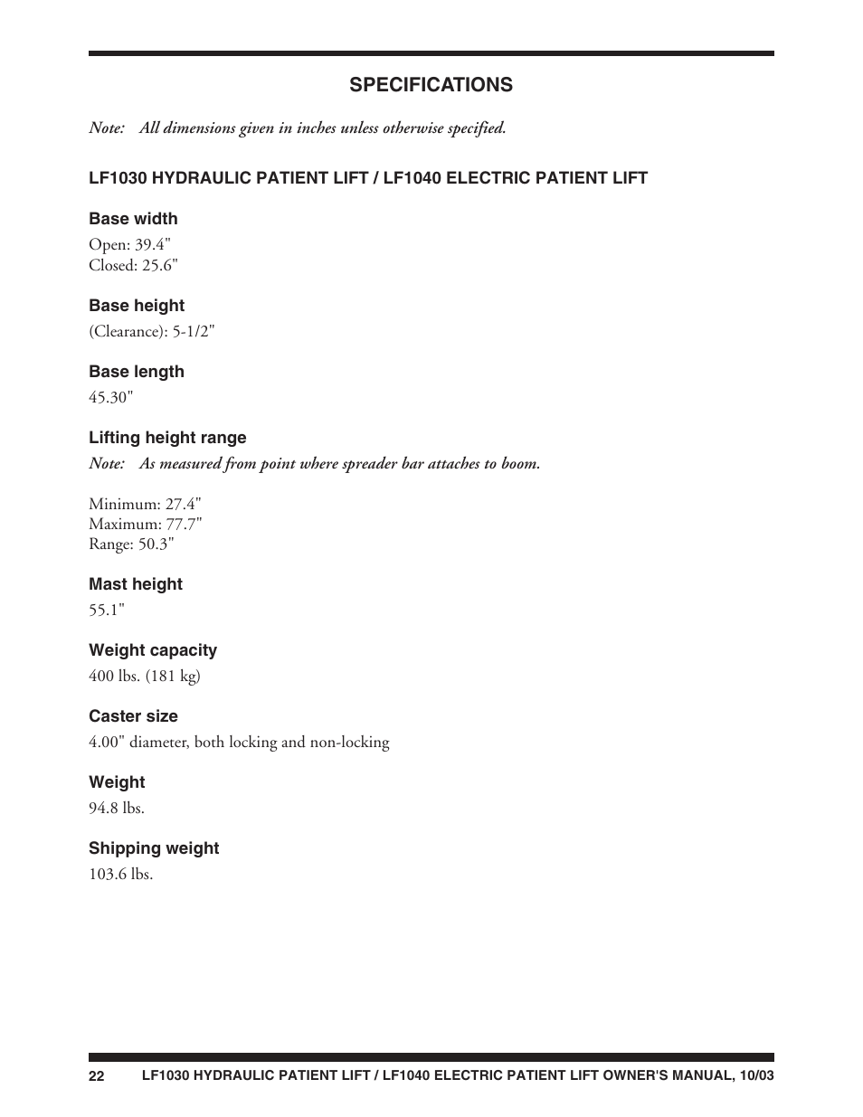 Graham Field LUMEX LF1040 User Manual | Page 22 / 28